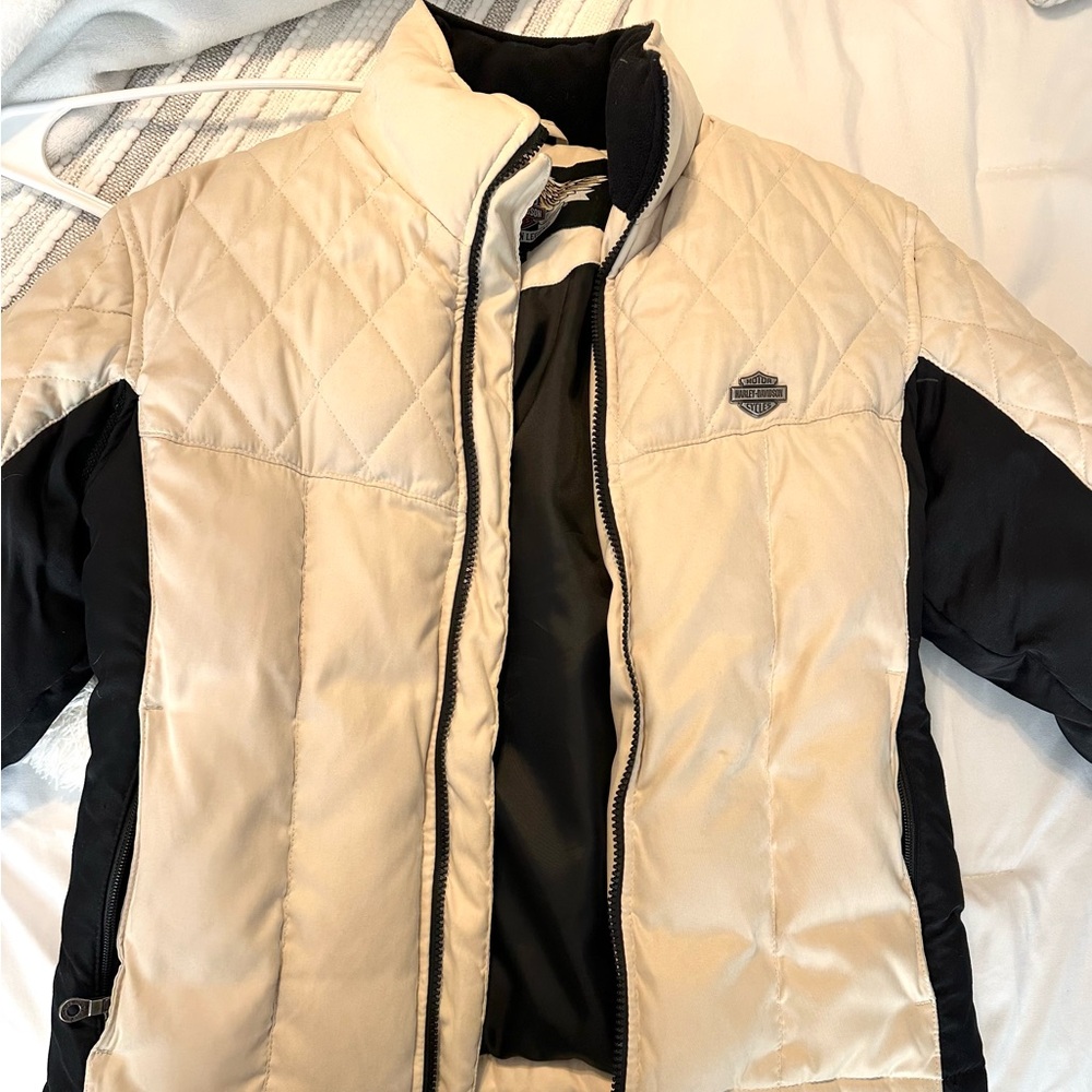 Women’s Harley Davidson Beige and Black coat Jacket
